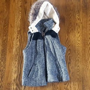 Grey Hooded Winter Vest